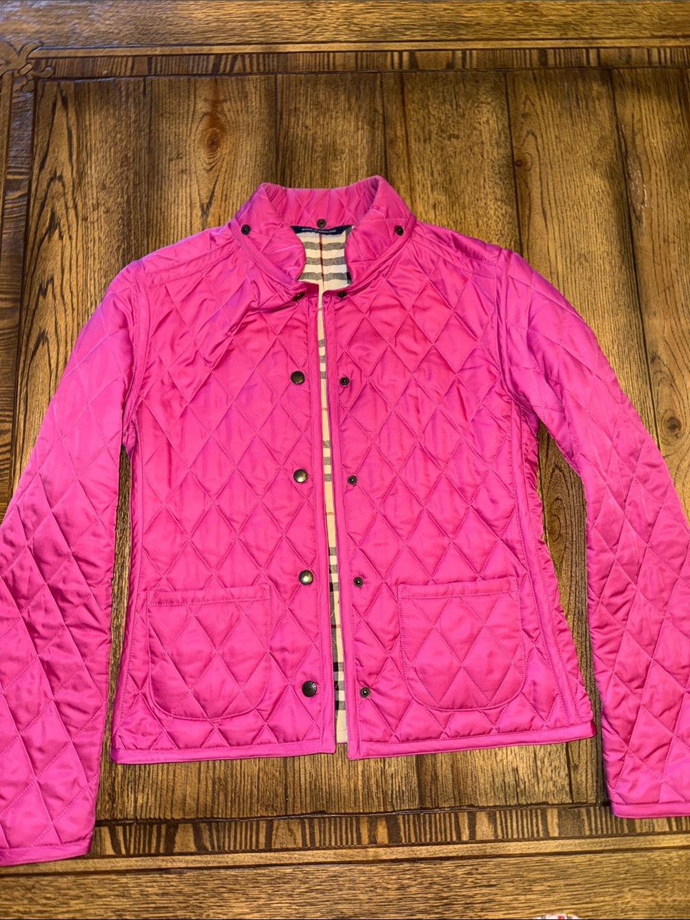 Burberry Quilted Hot Pink Snap-Front Jacket 2004